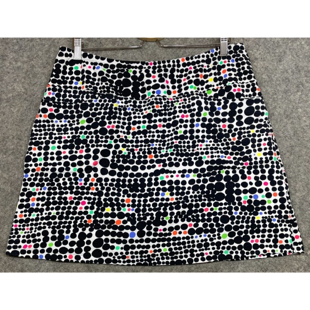IBKUL Skort Skirt Womens L Black White Polka Dot Athletic Tennis Golf Pickleball